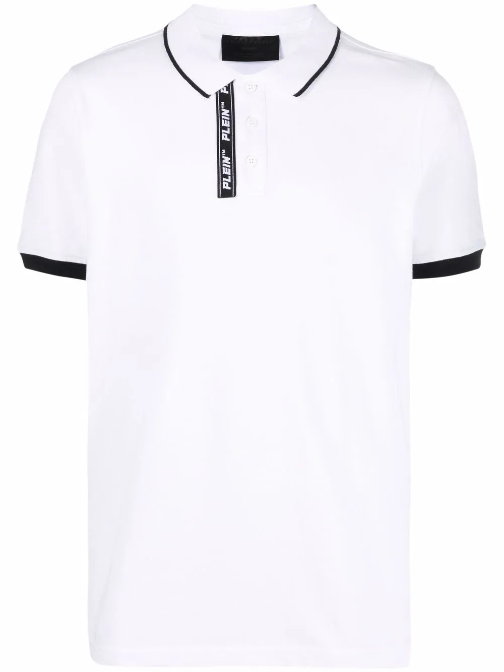 

Philipp Plein playera tipo polo con franja del logo - Blanco