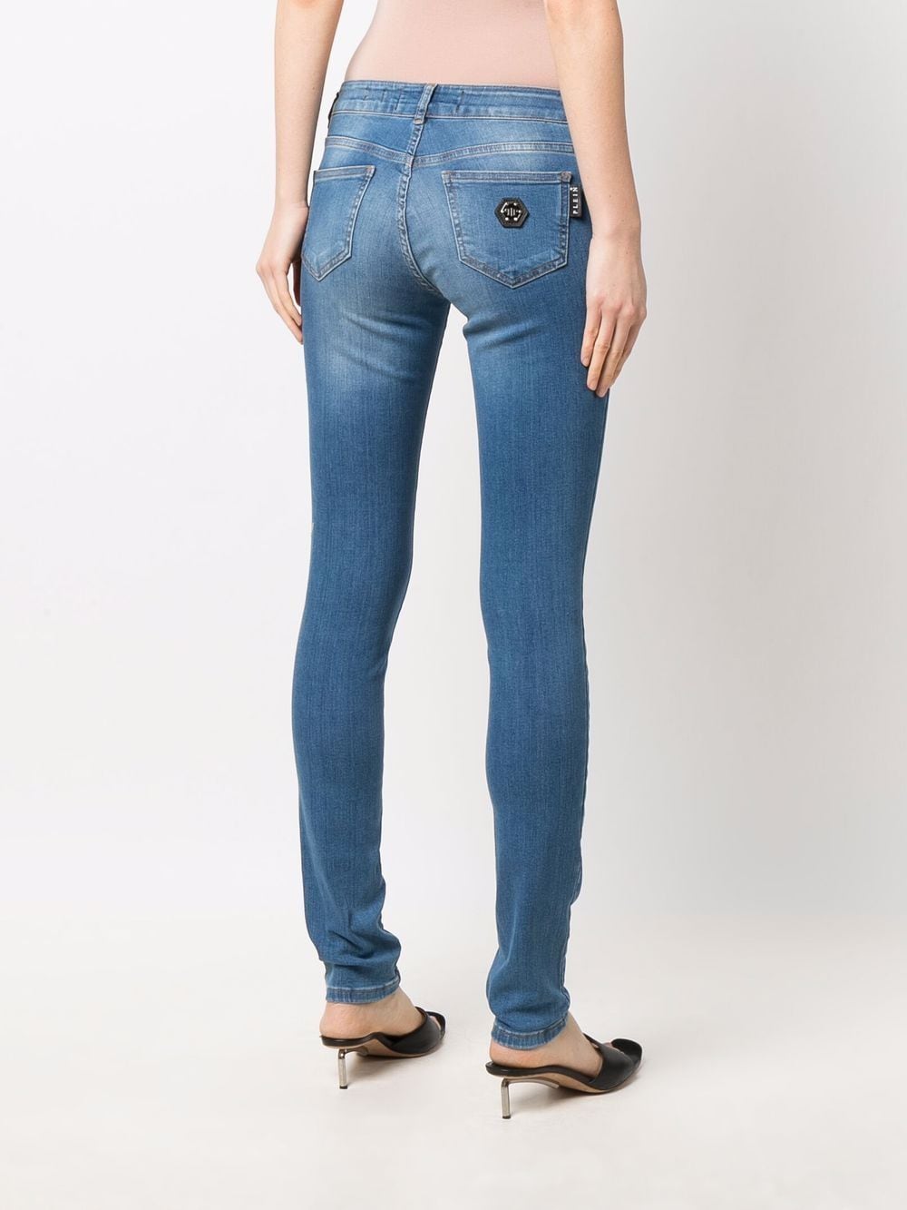 Shop Philipp Plein Hexagon-patch Jeggins In Blau