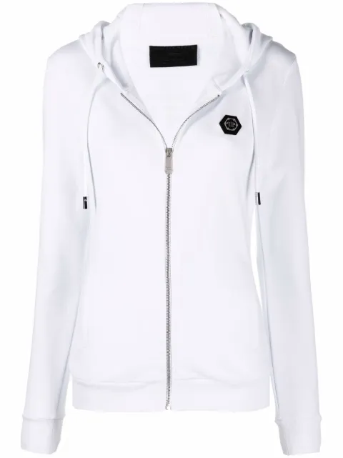 Philipp Plein logo-appliqué zip-up hoodie