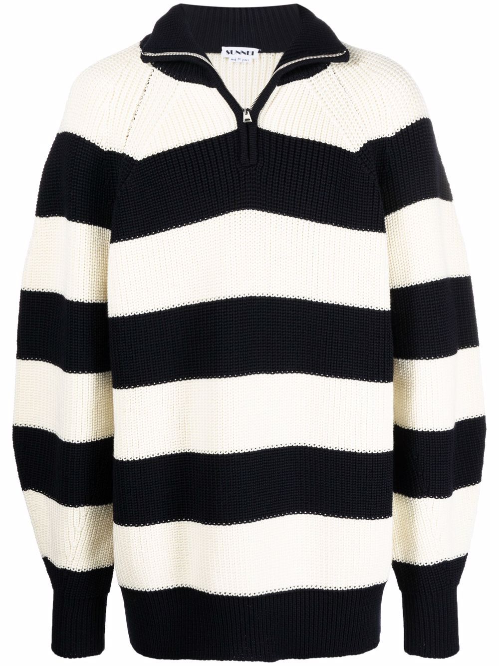 фото Sunnei stripe-pattern half-zip jumper