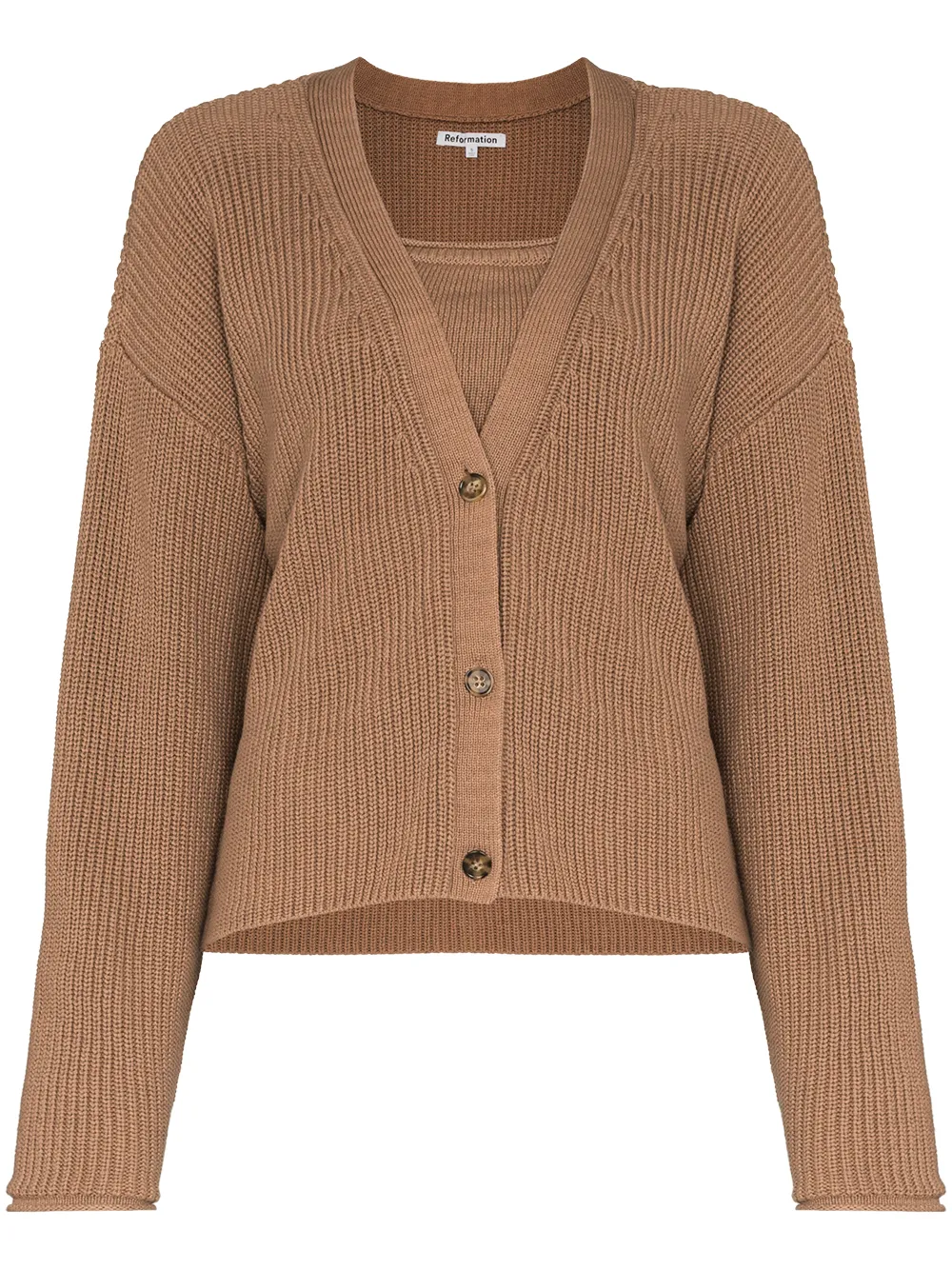 Image 1 of Reformation Elke knit crop top and cardigan set