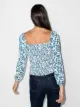 Reformation REF REIGN SWTHRT NK LS FLRL PRNT TOP BLU