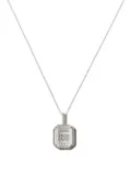 Mateo 14kt white gold M Initial diamond frame pendant necklace - Silver