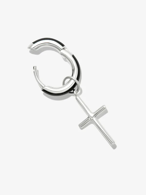 Maria Black Silver Crucifix Earring 