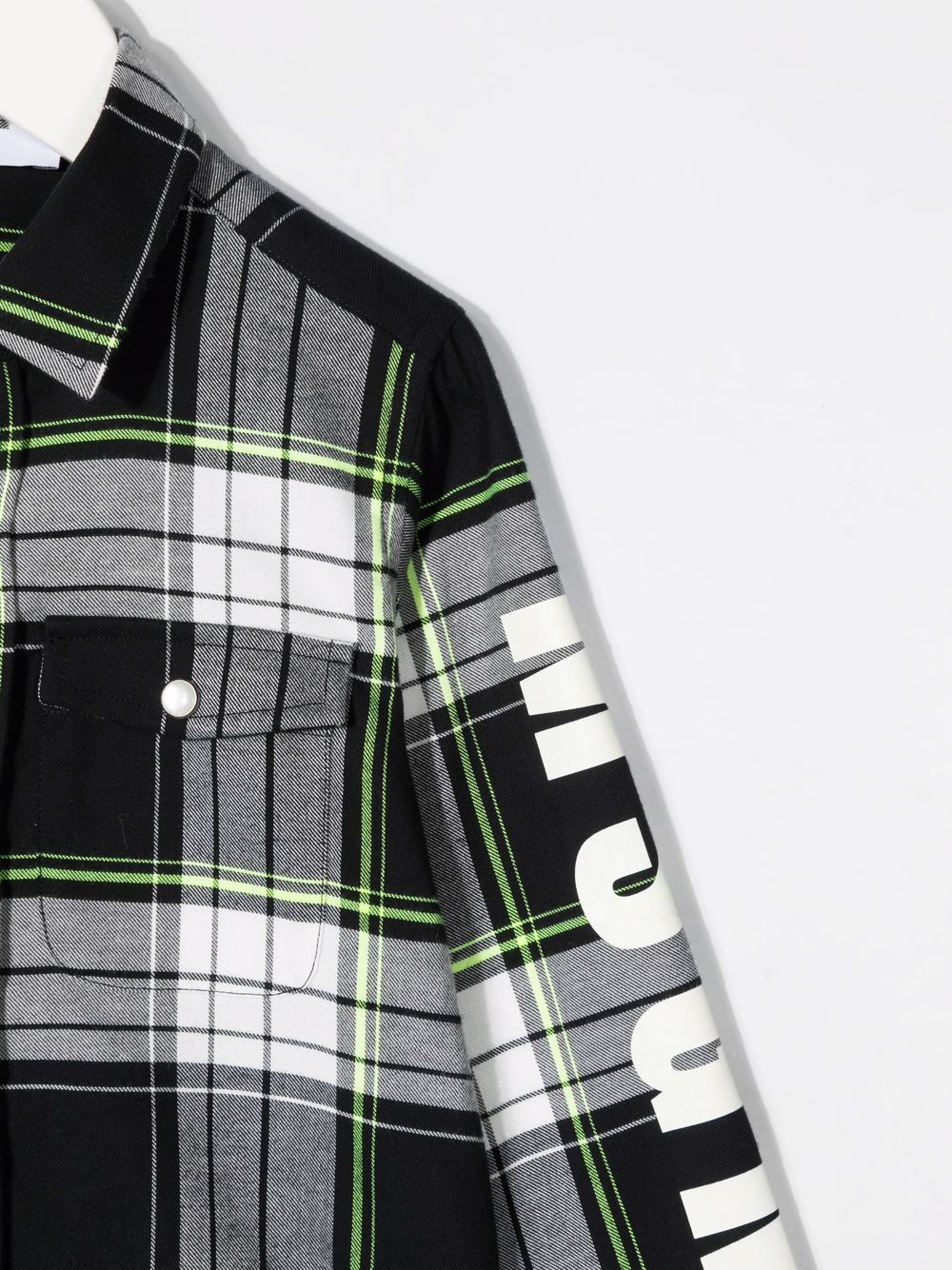 Shop Msgm Plaid-check Logo-print Shirt In Black