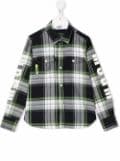 MSGM Kids plaid-check logo-print shirt - Black