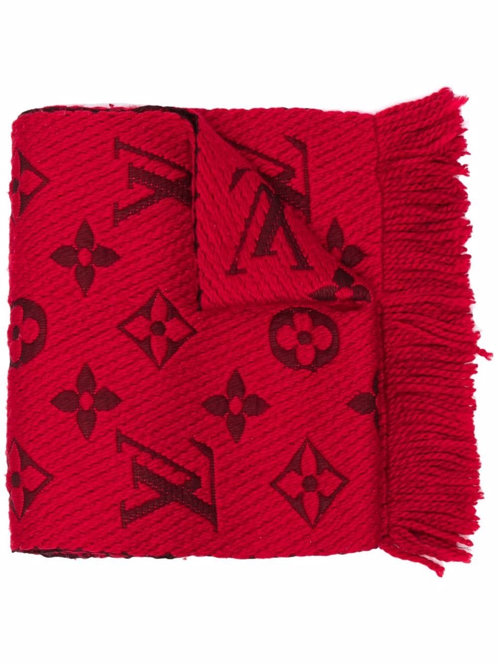 Pre-owned Louis Vuitton  Monogram-knit Scarf In Red