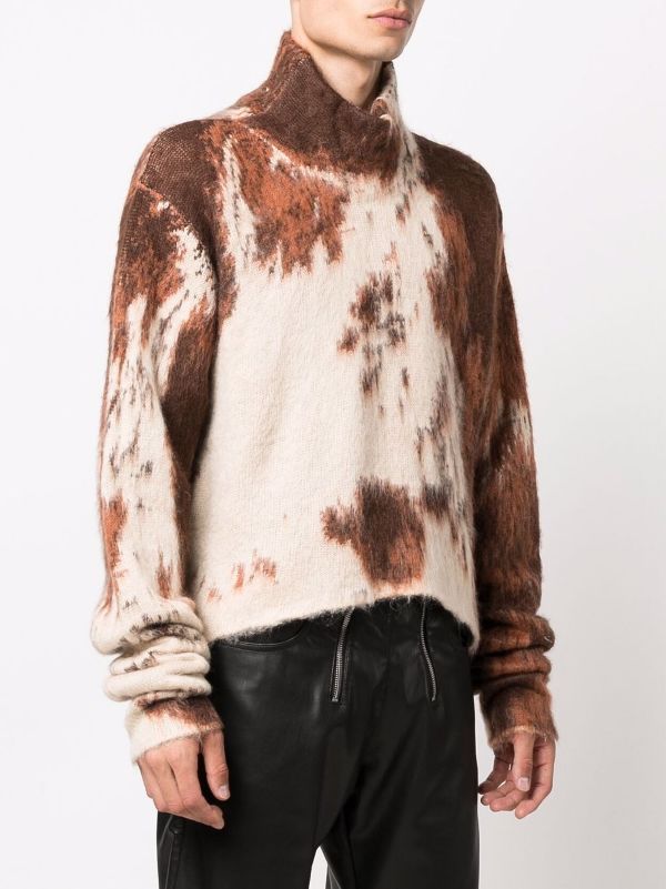 brown cow print sweater