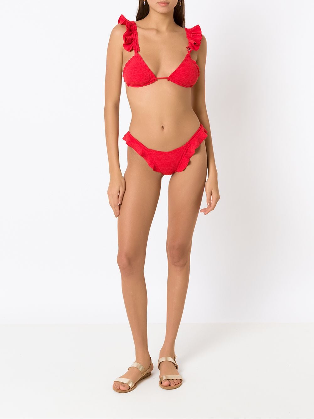Shop Clube Bossa Winni Ruffled Bikini Bottoms In Red