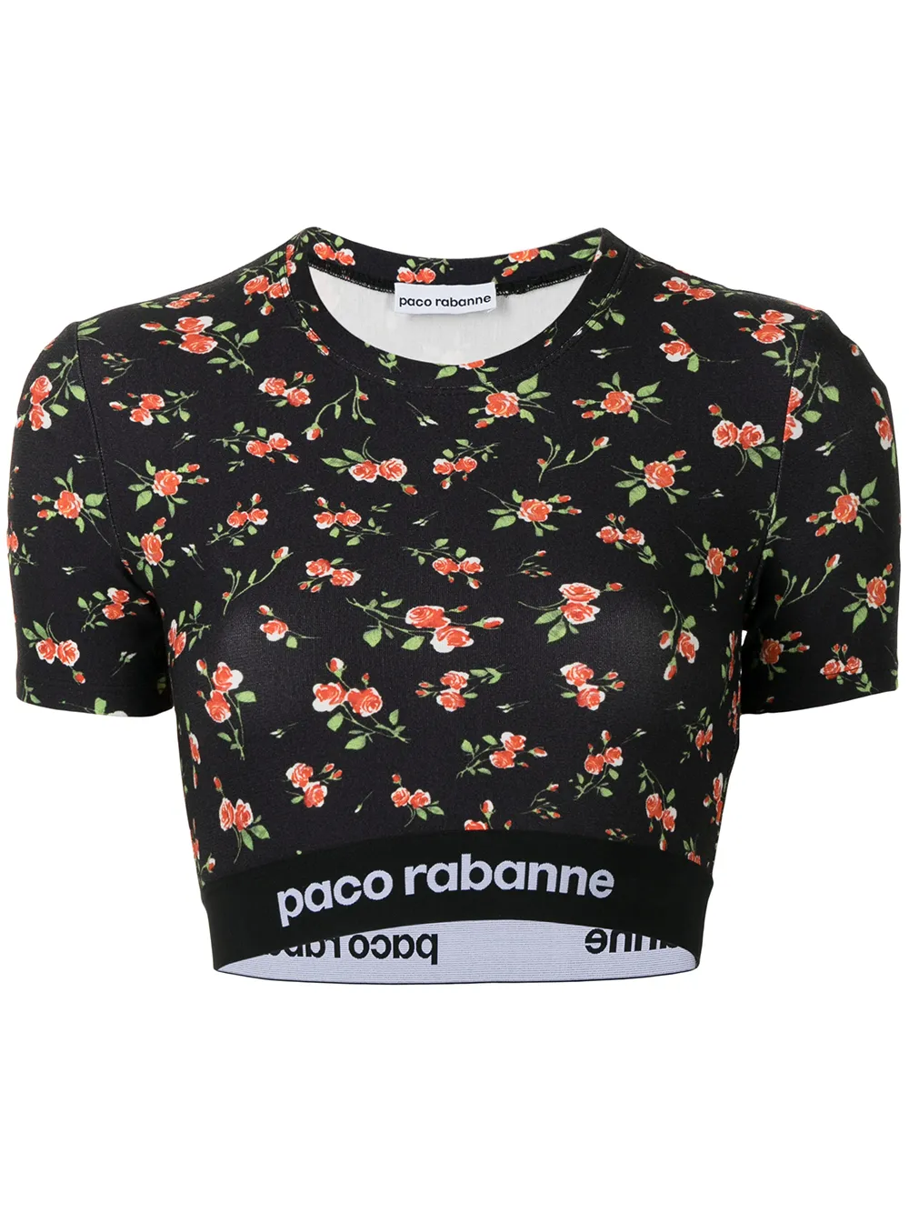 Image 1 of Rabanne T-shirt crop a fiori