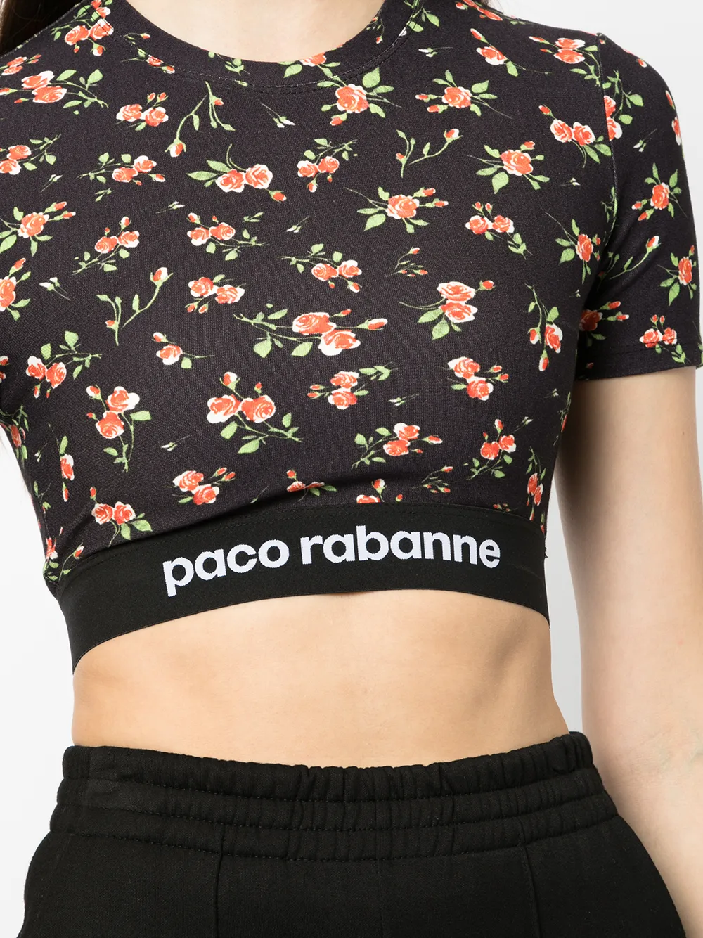 фото Paco rabanne укороченная футболка с цветочным принтом