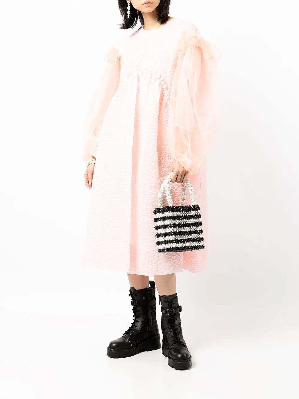 Simone Rocha Jurk met tulen mouwen - Roze