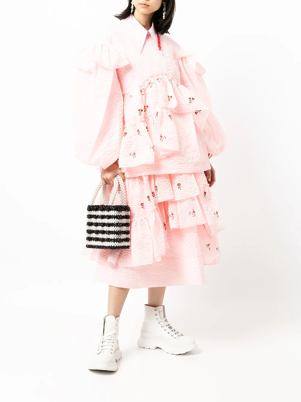 фото Simone rocha юбка с оборками и вышивкой