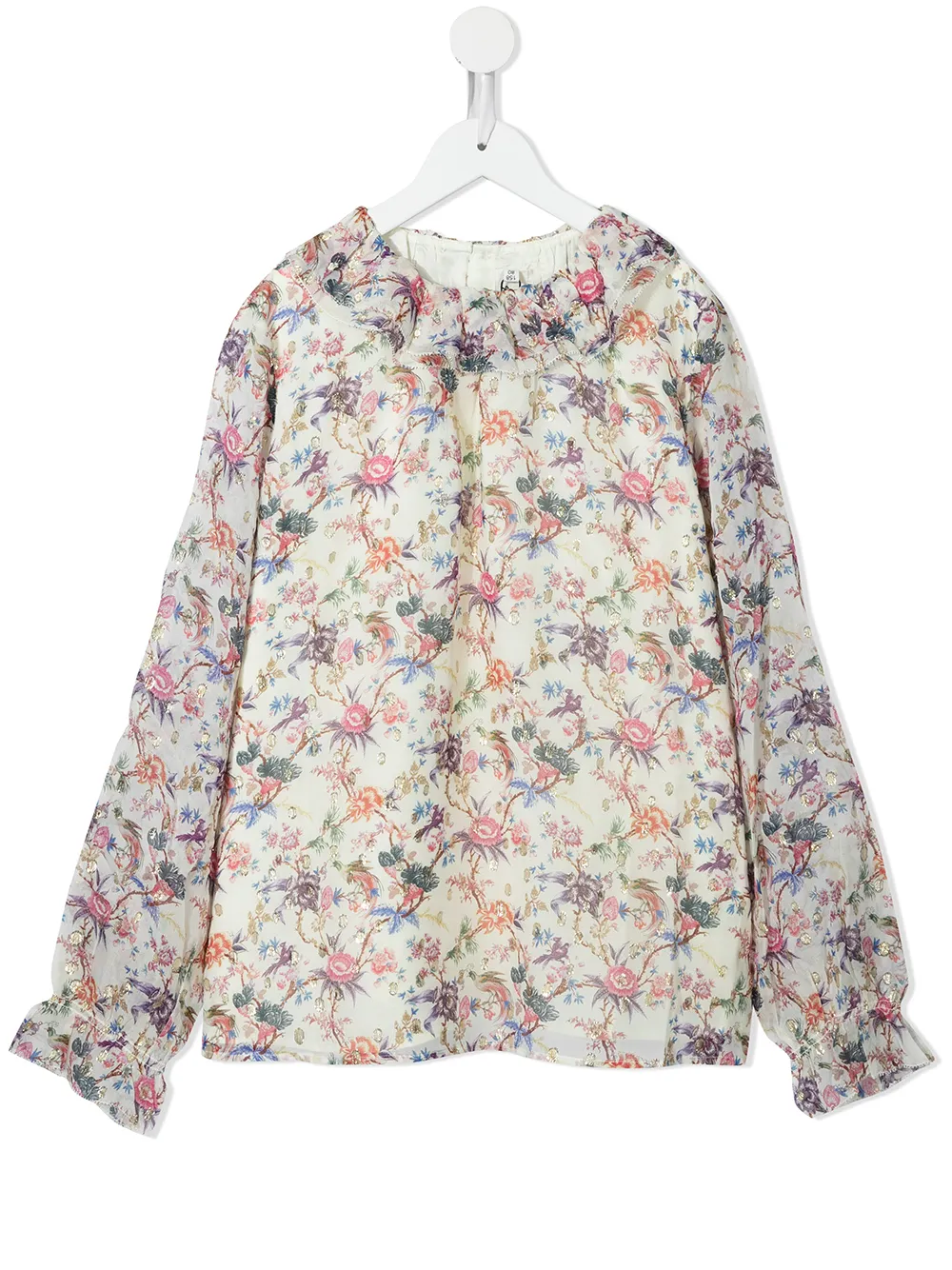 

Bonpoint blusa con estampado floral y volantes en el cuello - Blanco