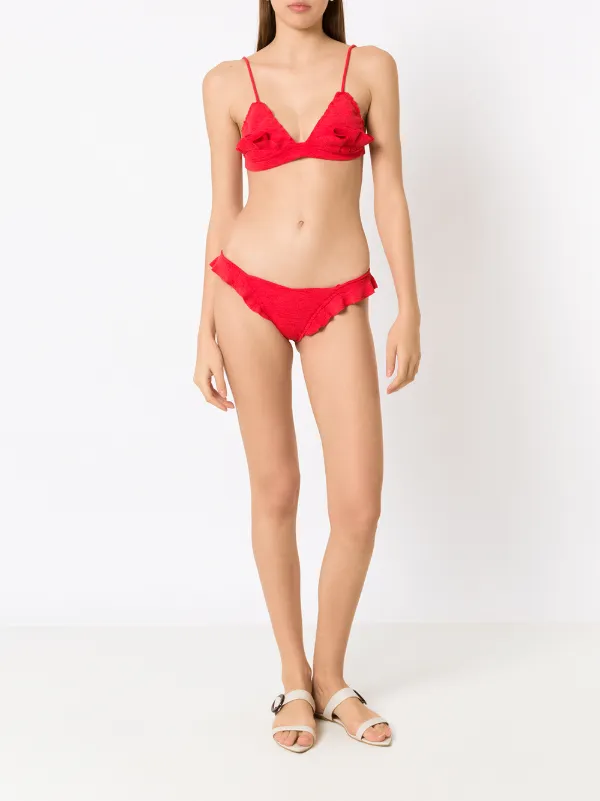 Clube Bossa Winni ruffle-embellished Bikini Top Red FARFETCH BH
