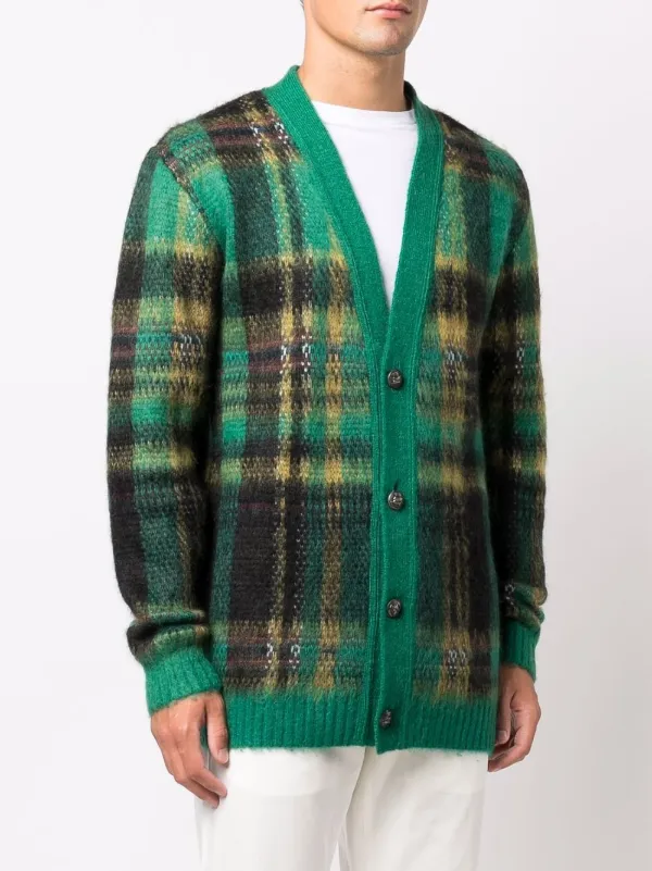 green check cardigan