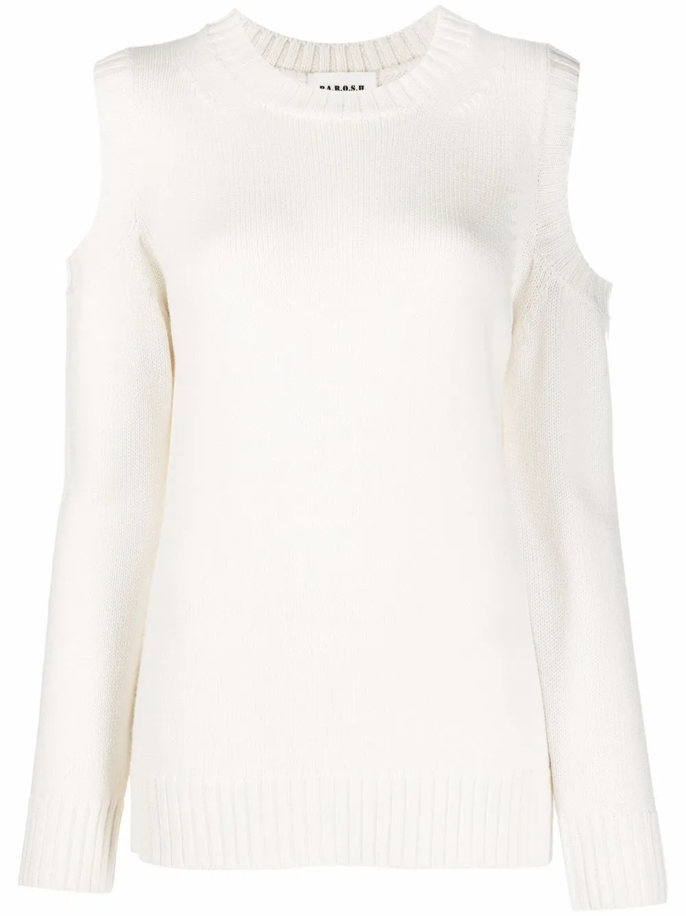 white cold shoulder jumper