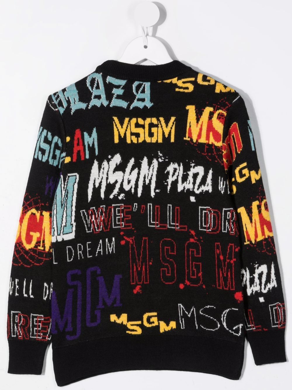 Shop Msgm All-over Logo Knitted Jumper In Black