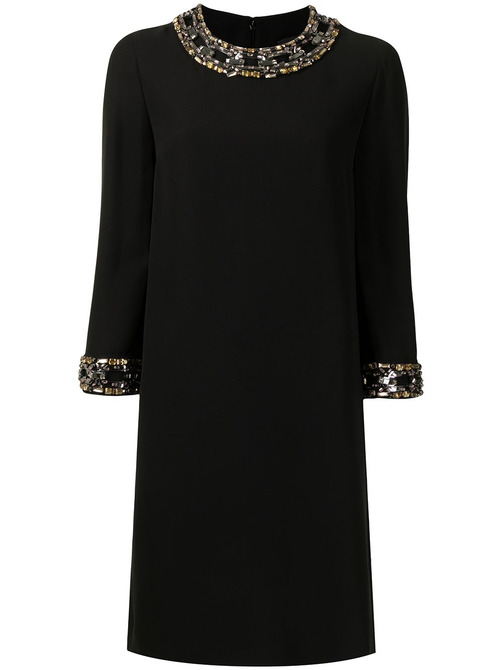 Pre-owned Gucci Bead-embellished Shift-dress In Black