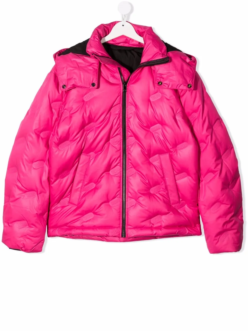 Diesel Kids' Hooded Padded Jacket In Pink