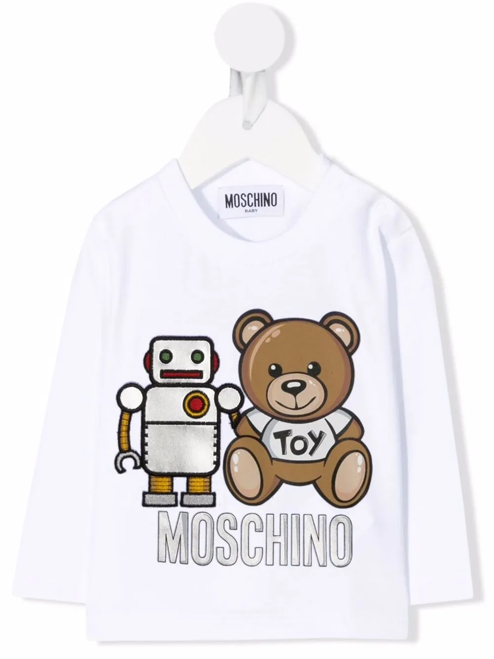 

Moschino Kids Teddy robot long-sleeve top - White