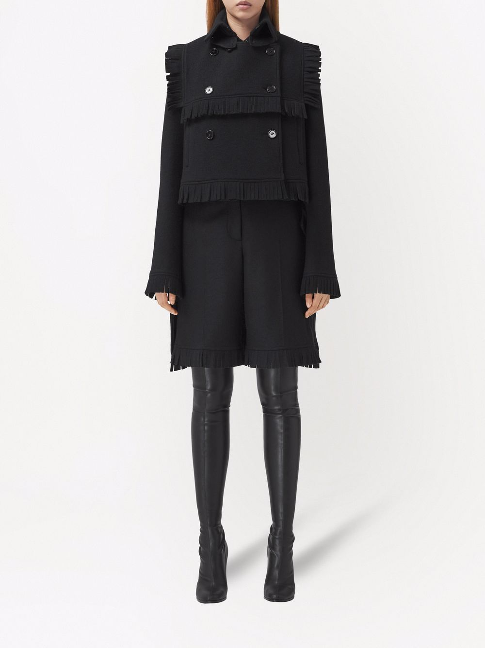 Shop Burberry Fringed Collared Jacket In Schwarz