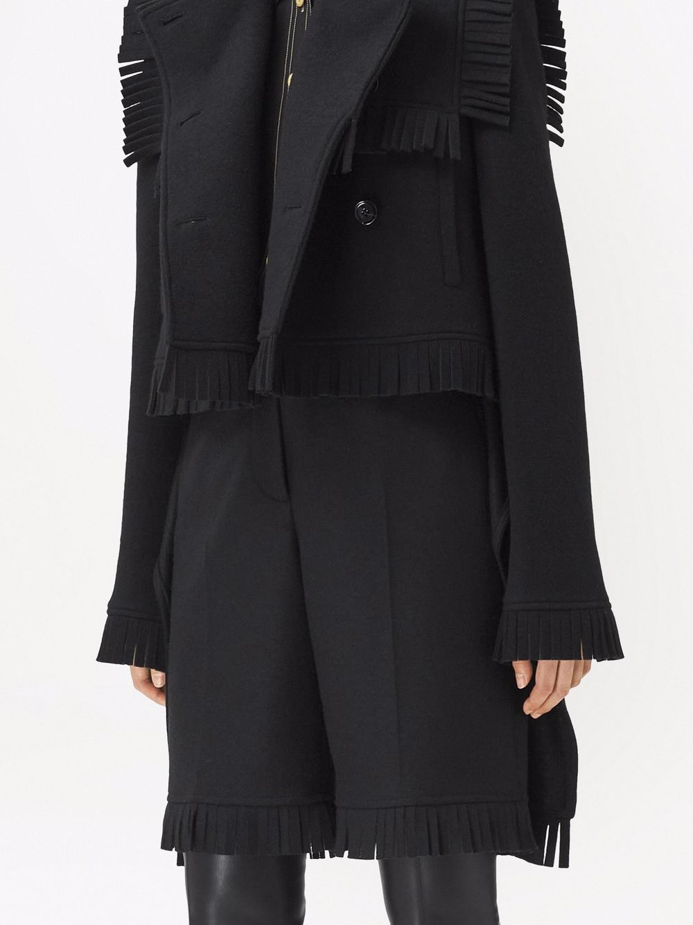 Shop Burberry Fringed Collared Jacket In Schwarz