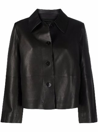 theory cropped leather jacket