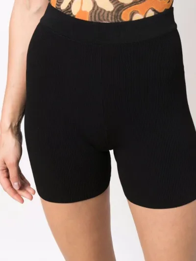 high-waisted ribbed cycling shorts 