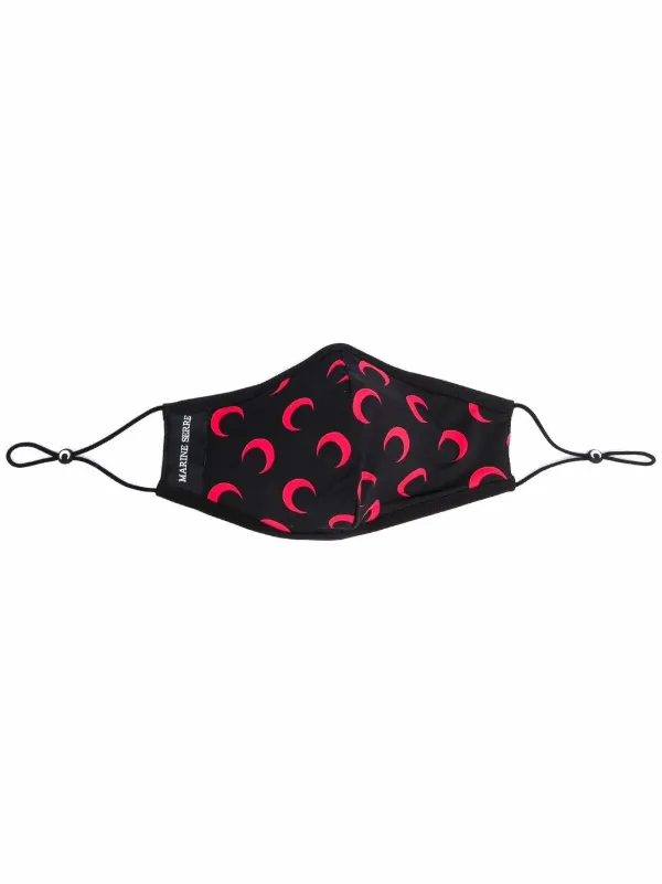 マスク MARINE SERRE MOON PRINT RECYCLED FABRIC FACE MASK Tan & Black Allover Moon Daily Wear Mask by Marine Serre on Sale
