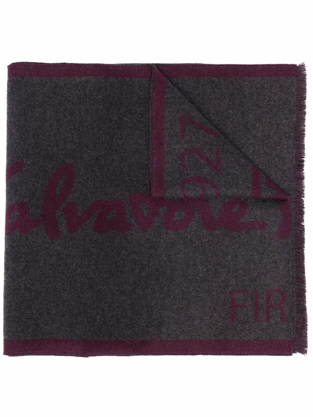 Ferragamo Intarsia-knit Logo Cashmere Scarf In Grau