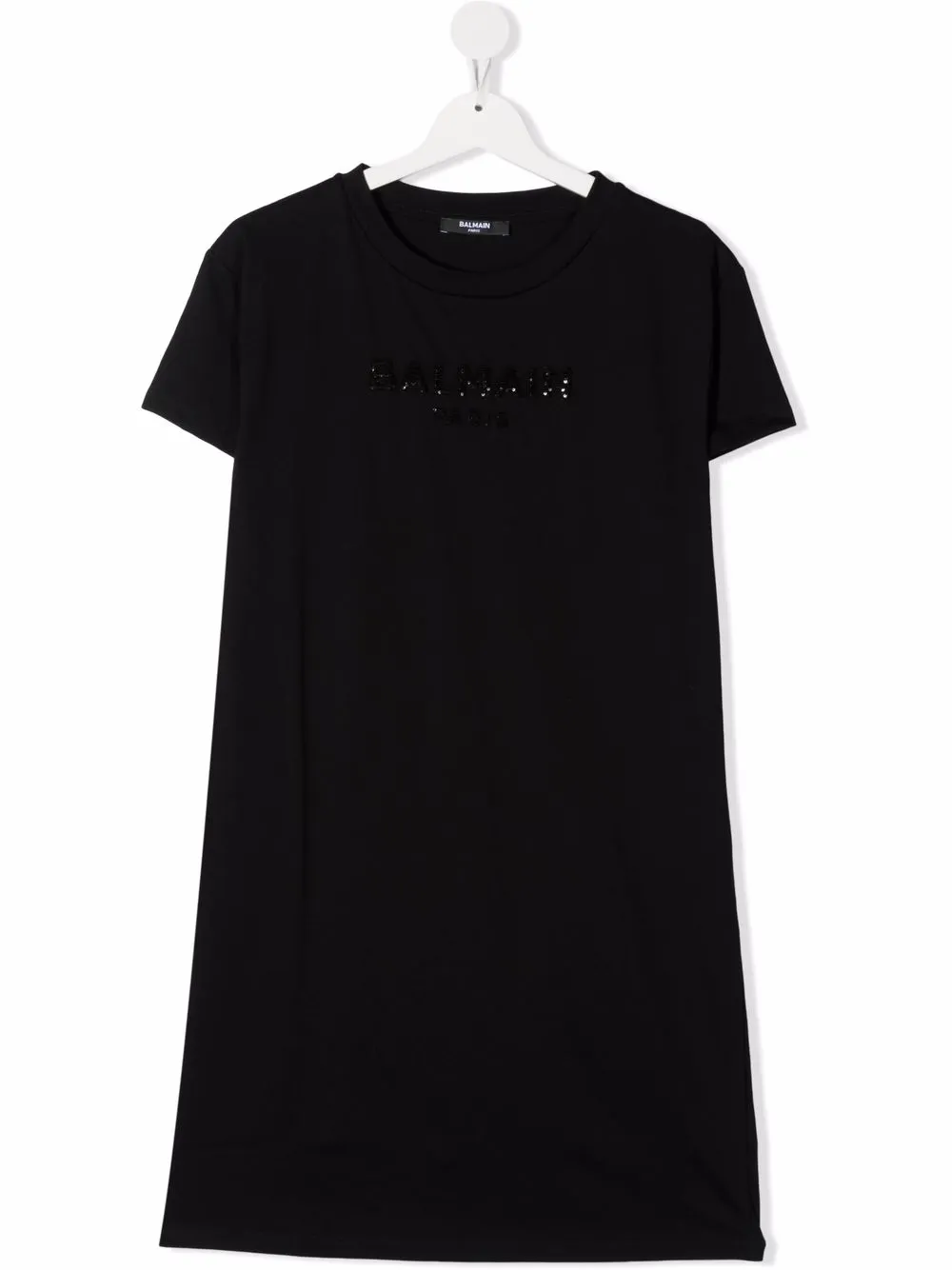 

Balmain Kids vestido estilo playera con logo bordado - Negro