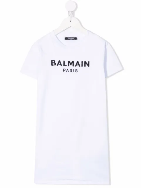 Balmain Kids 로고 프린트 티셔츠 드레스