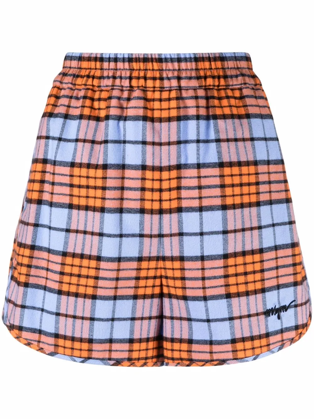 

MSGM shorts con estampado de cuadros - Naranja