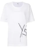 Y's Embroidered Fire-print short-sleeve T-shirt - White