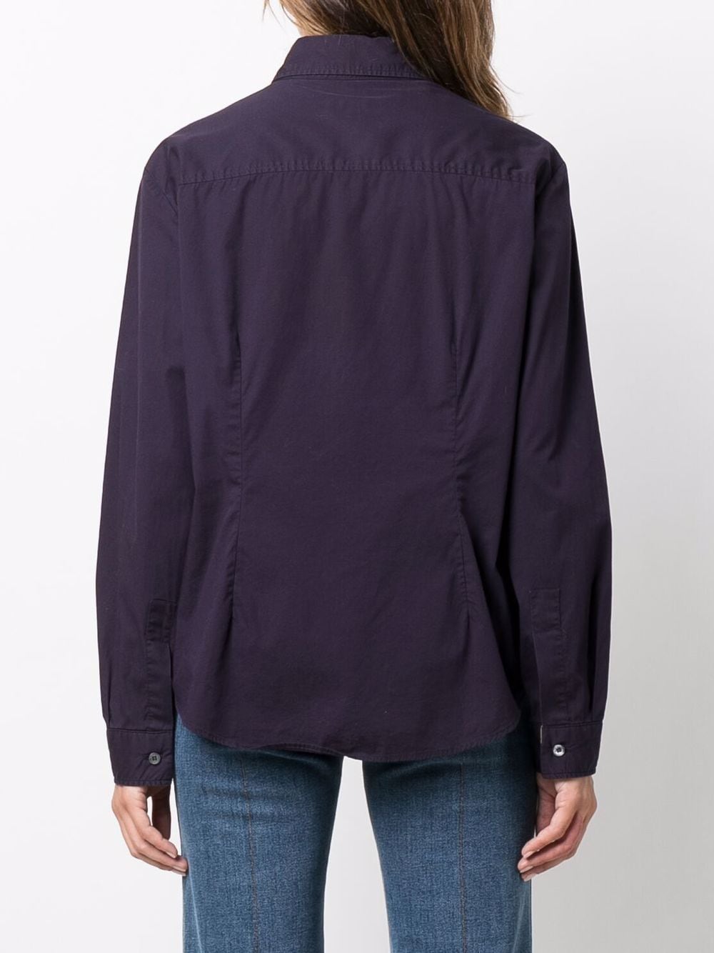 Pre-owned Burberry 宽领排扣衬衫（2000年代典藏款） In Purple