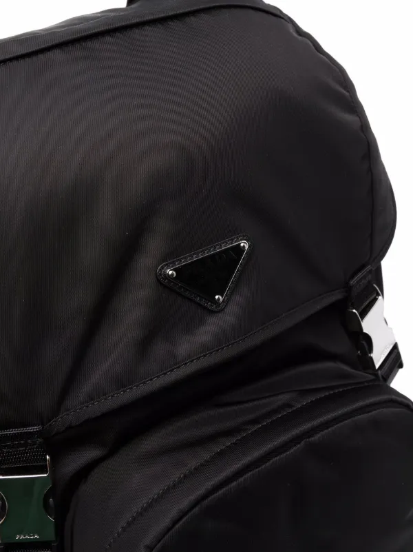Prada Triangle Plaque Backpack | Black | FARFETCH