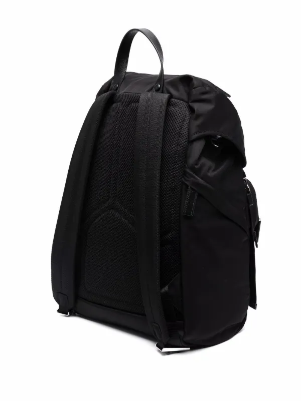 Prada Triangle Plaque Backpack | Black | FARFETCH