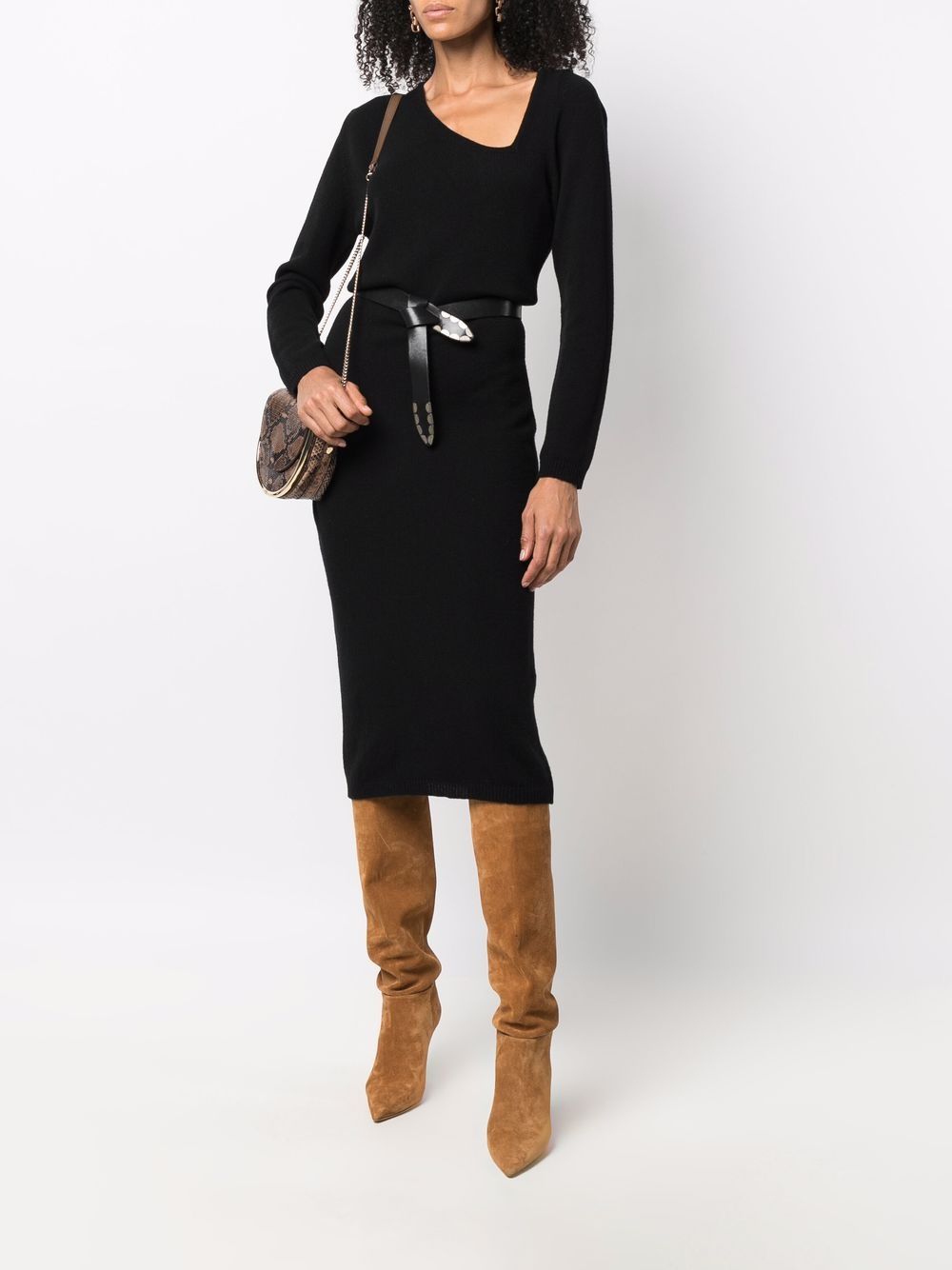 Federica Tosi Asymmetrische midi-blousejurk - Zwart