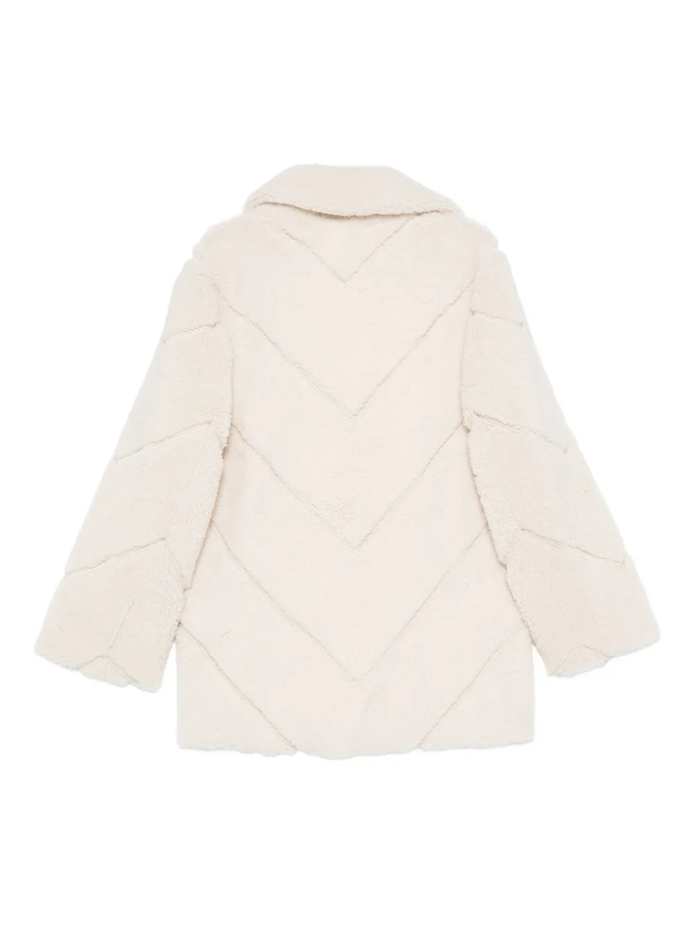 Off-white Chevron-pattern Shearling Jacket In White