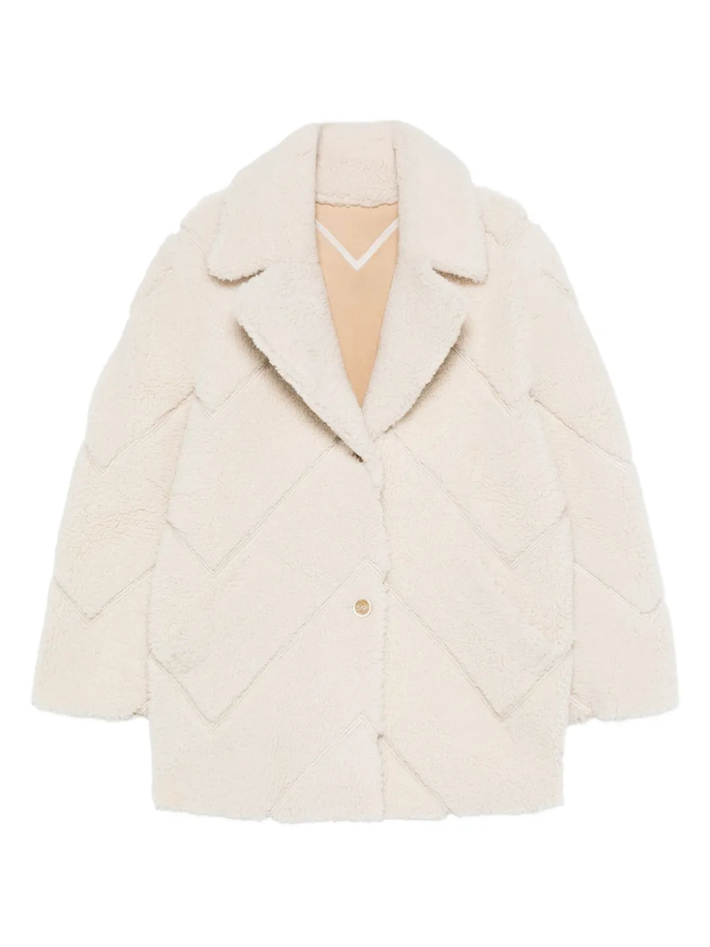 Off-White chevron-pattern shearling jacket | White | Image 1
