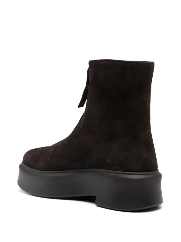 The Row Zipped Suede Boot | Brown | FARFETCH