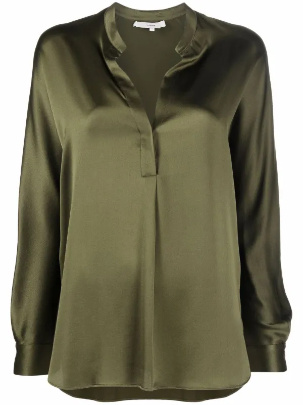 Vince Silk Collarless Shirt - Farfetch