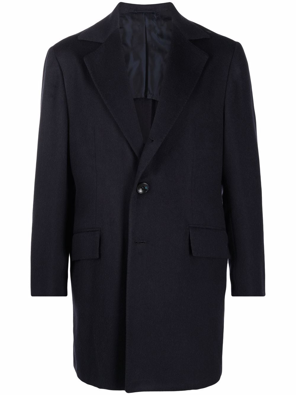 notched lapels thigh-length blazer