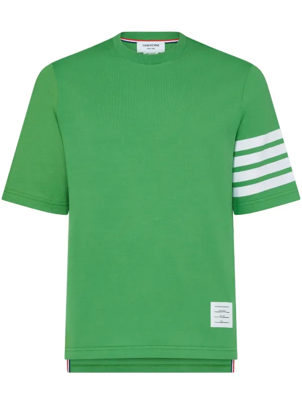 Thom Browne ★4BAR Tシャツ Short Sleeve Tee W/ Navy 4 Bar Snake Embroidery In Medium
