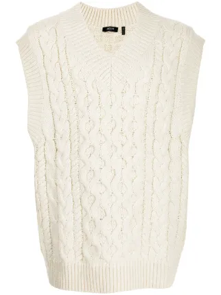 cable knit v neck vest