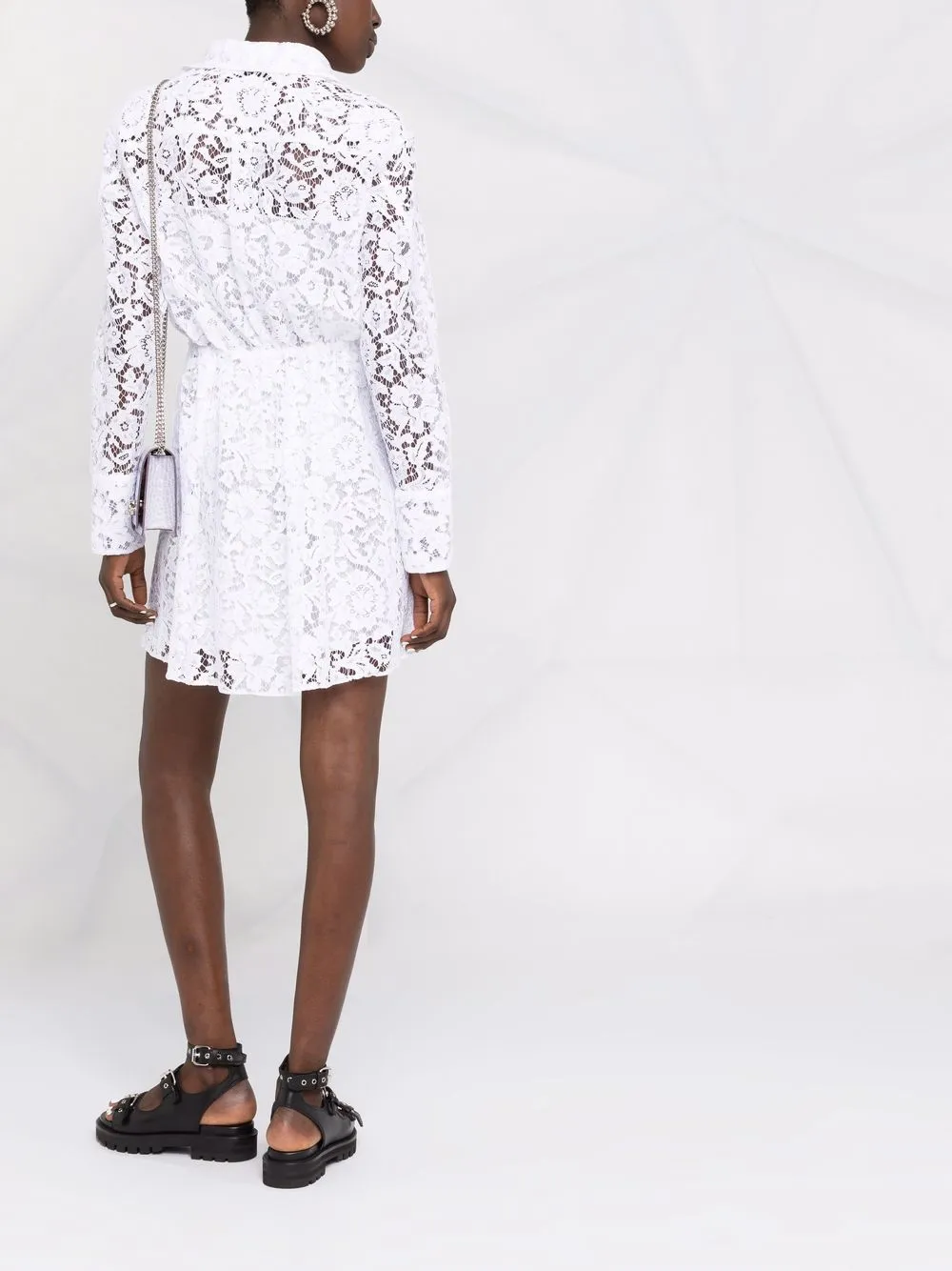 фото Valentino платье с длинными рукавами и кружевом