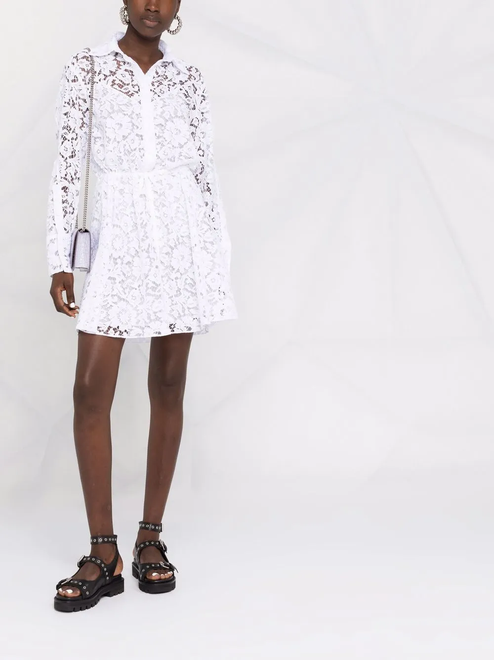 фото Valentino платье с длинными рукавами и кружевом