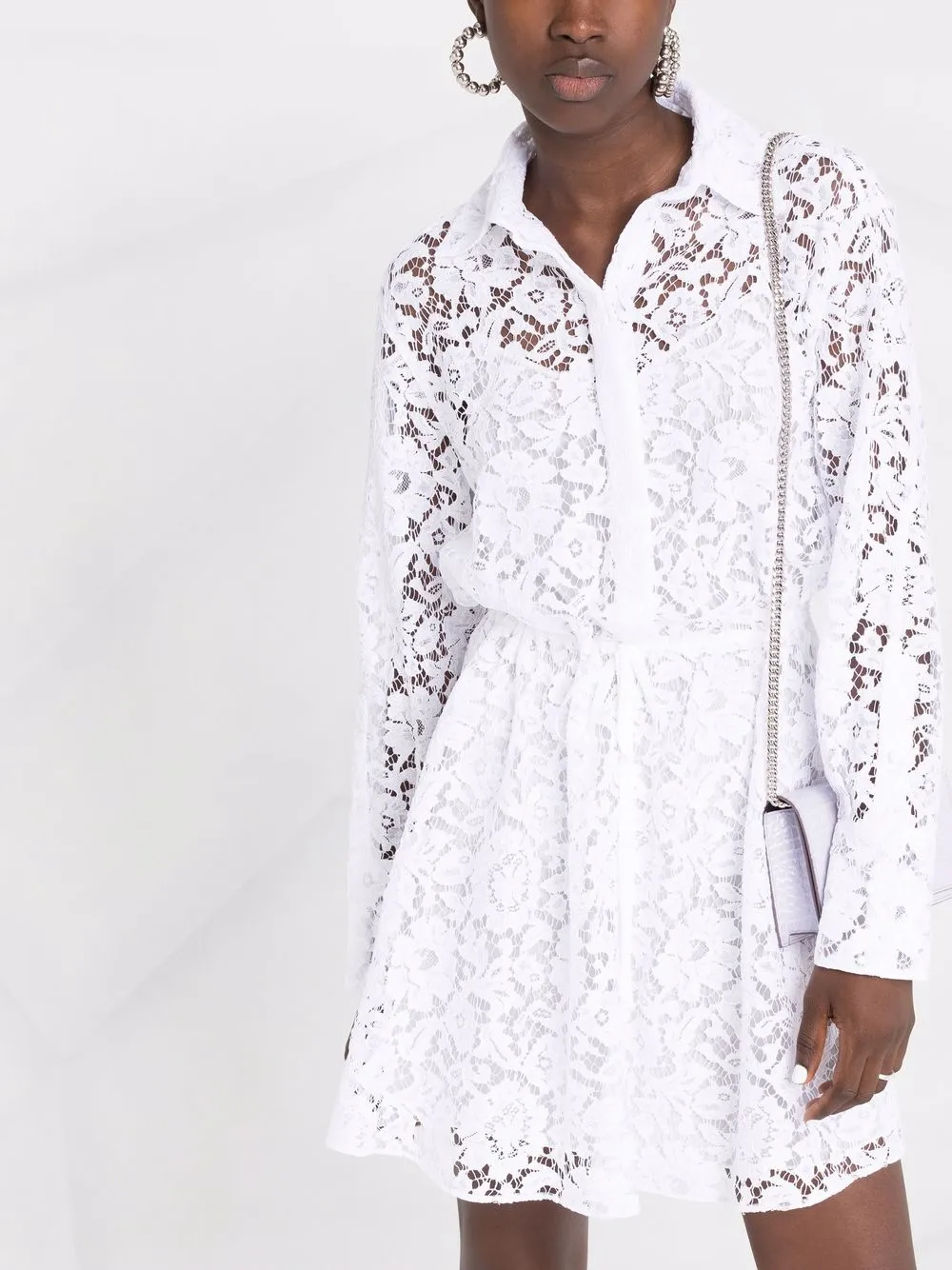 фото Valentino платье с длинными рукавами и кружевом