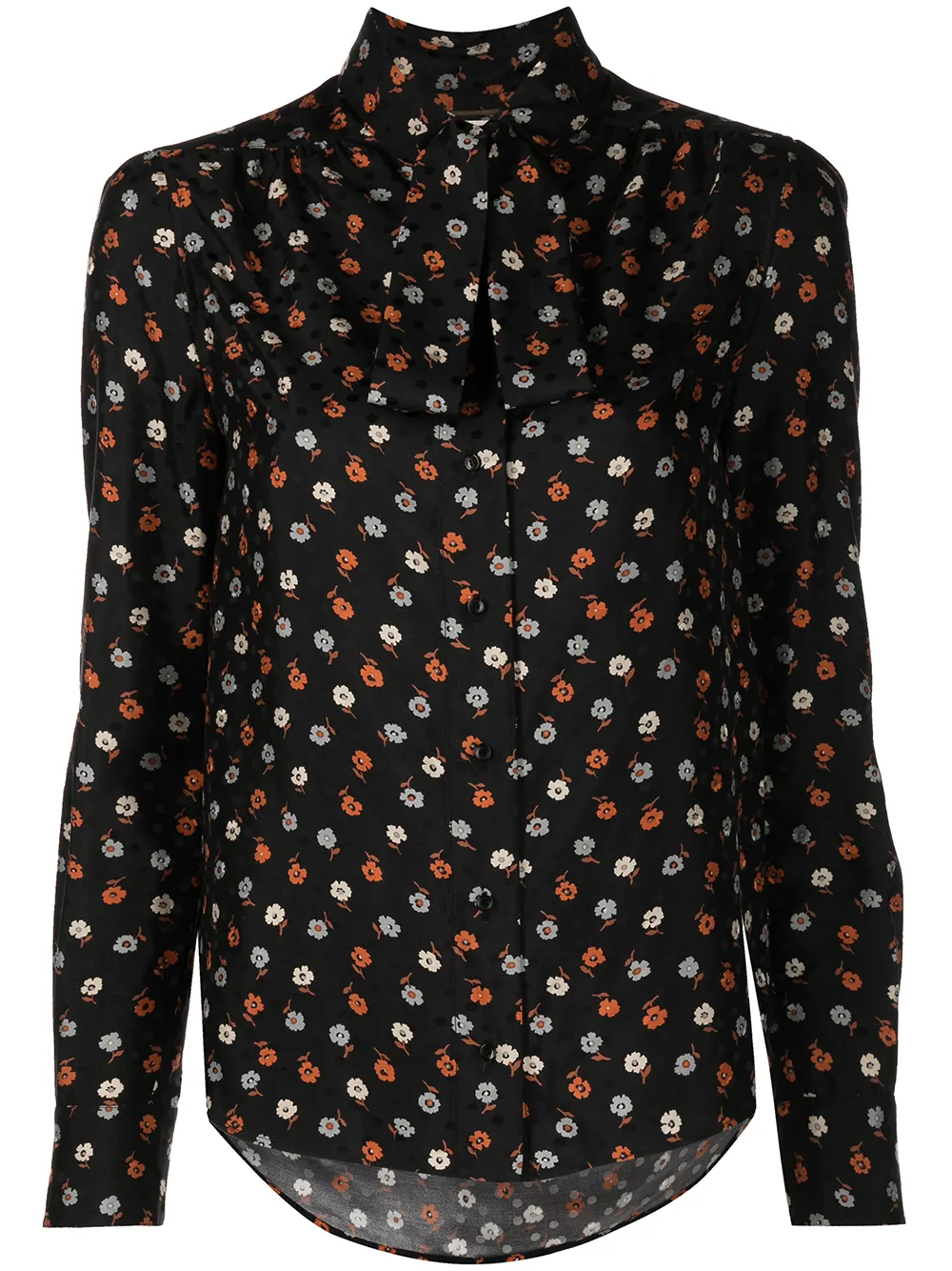 Saint Laurent floral-print long-sleeve blouse | Black | Image 1